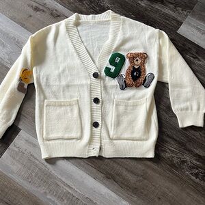 Women’s Varsity Cream Cardigan with Bear and Number Patches
